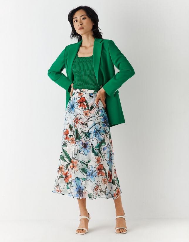 Green crepe blazer with one button