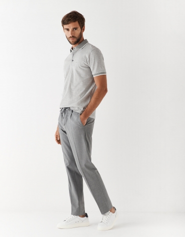 Gray pants with elastic waistband