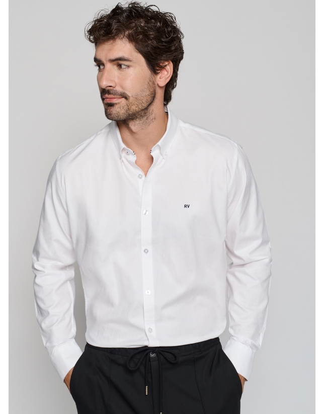 Camisa sport regular Oxford blanco óptico