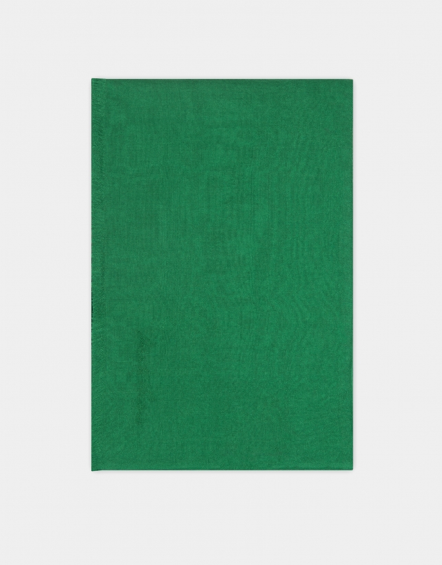 Green rayon foulard with embroidered logo