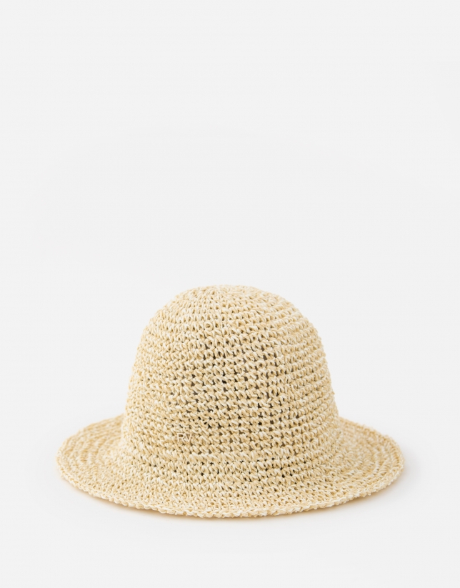 Beige crocheted fisherman-style cap