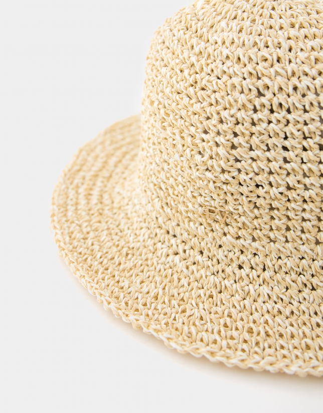 Beige crocheted fisherman-style cap