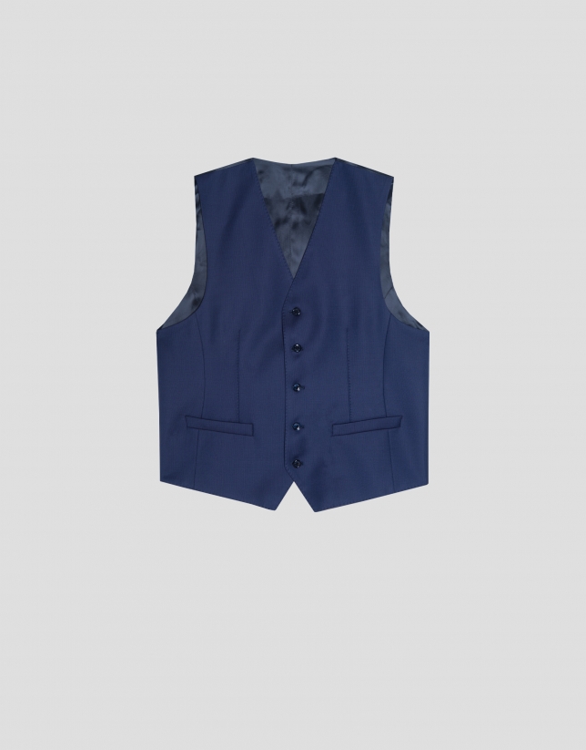 Navy blue plain wool poplin dress vest