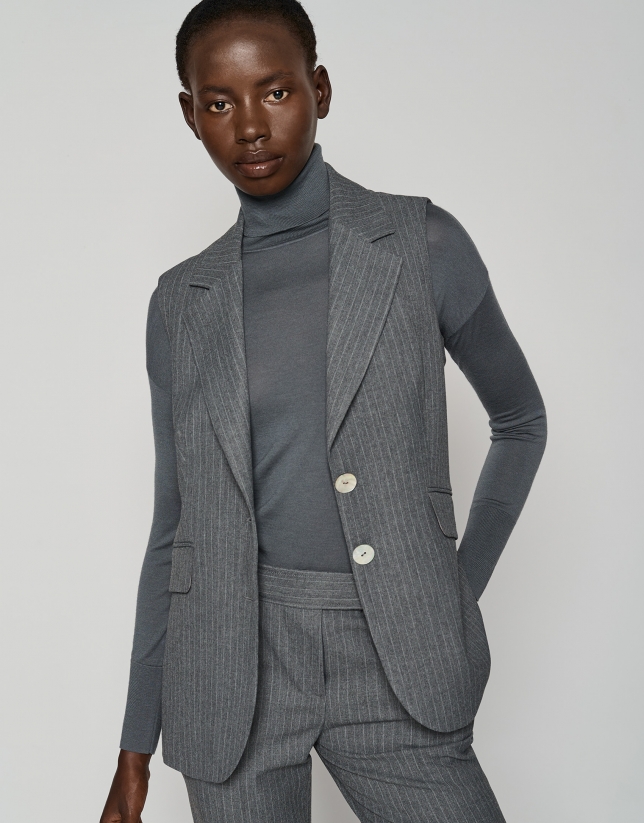Gray pinstripe tailored vest 