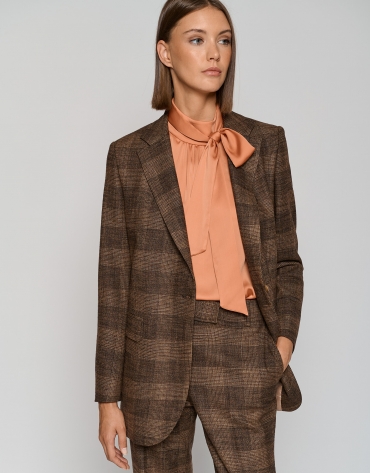Brown Prince of Wales blazer with one button