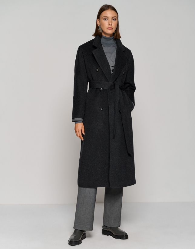 Long dark gray coat with lining