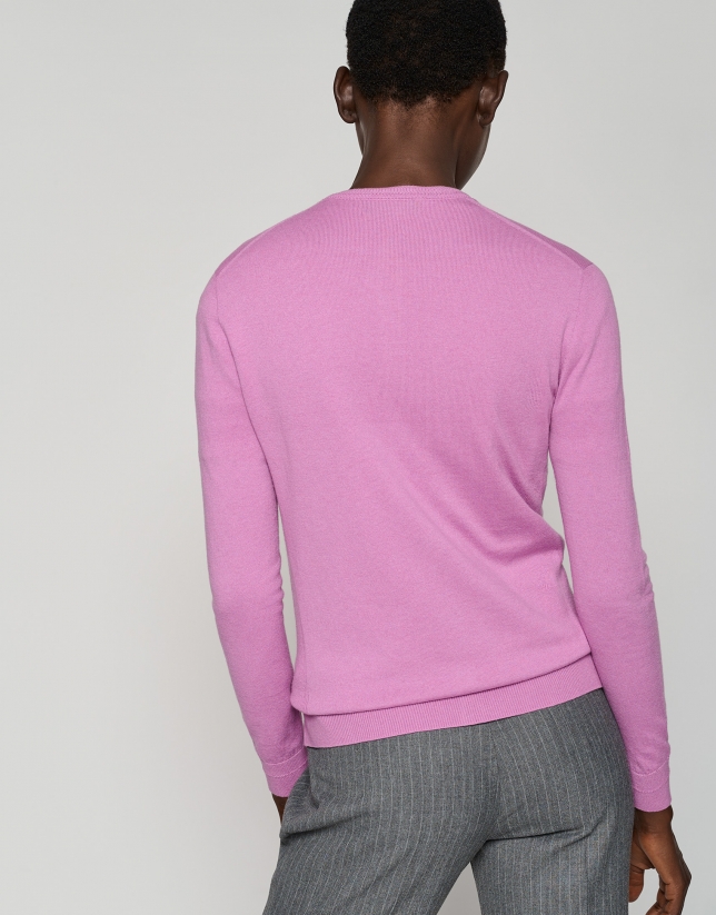 Pink fine gauge wool knit jacket 