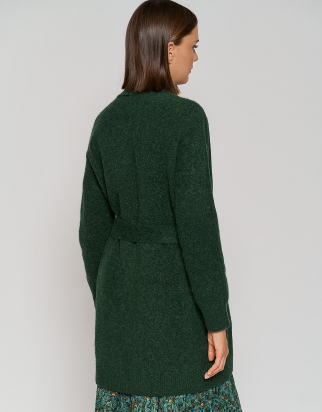 Long green wool and alpaca jacket
