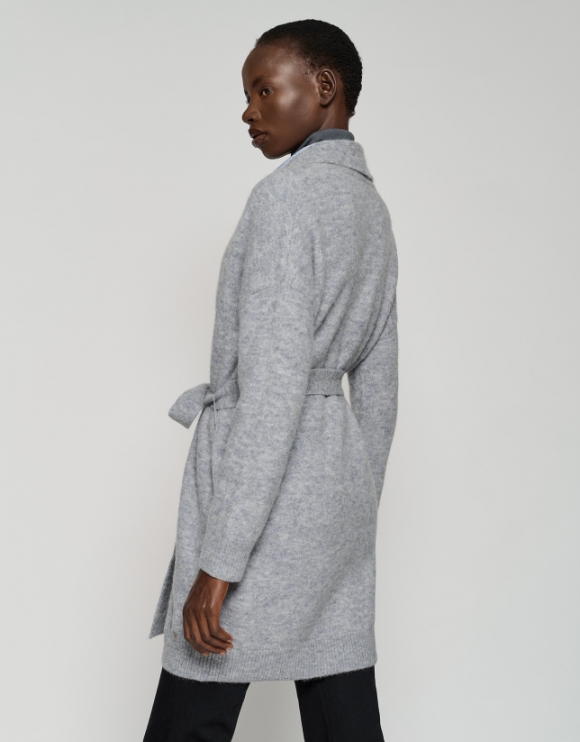 Long gray wool and alpaca jacket