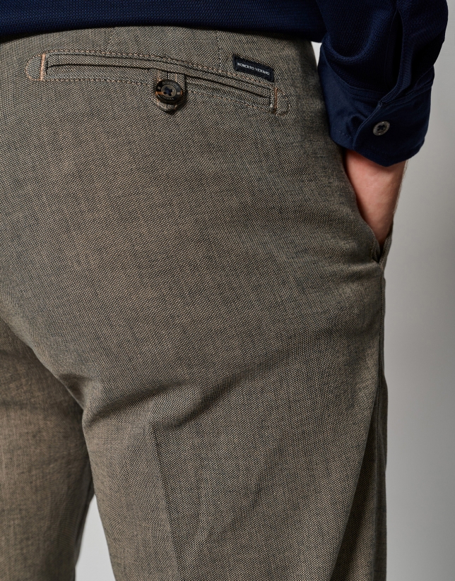 Two color black and brown micro-design chinos