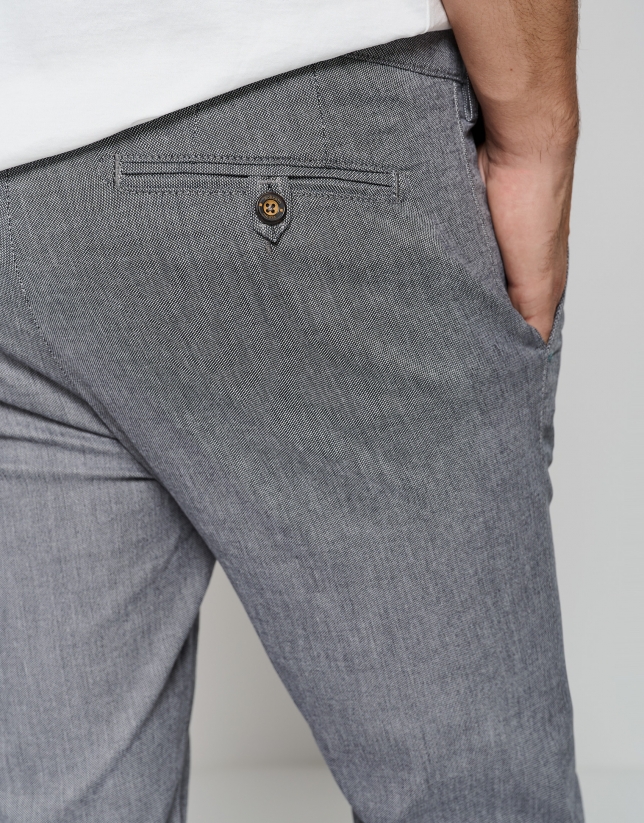 Two color black and beige micro-design chinos