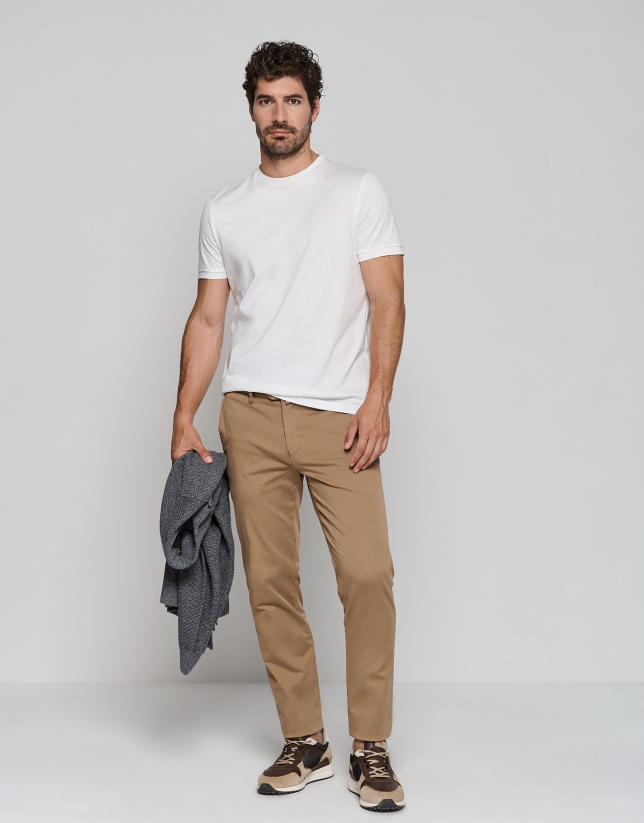 Tan dyed chino trousers