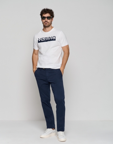 Navy blue dyed chino trousers