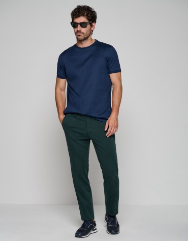 Dark green dyed chino trousers