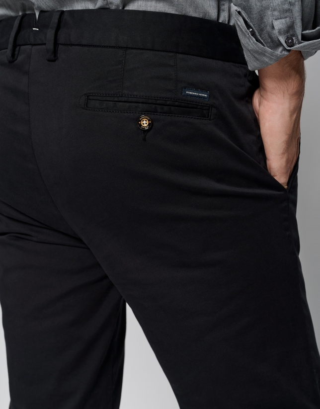 Black dyed chino trousers