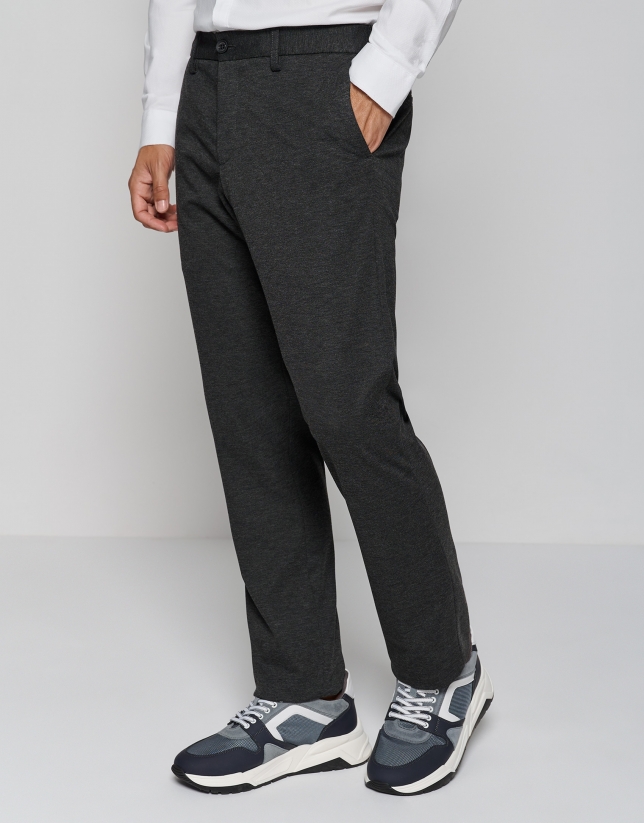 Dark grey blunt knit trousers