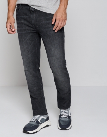 Dark gray regular fit denim pants