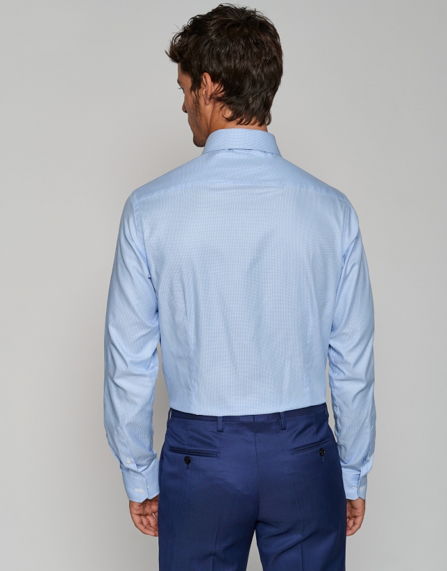 Light blue structured cotton dress shirt