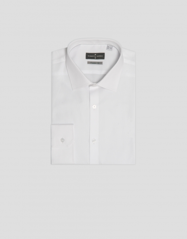 White structured cotton dress shirt