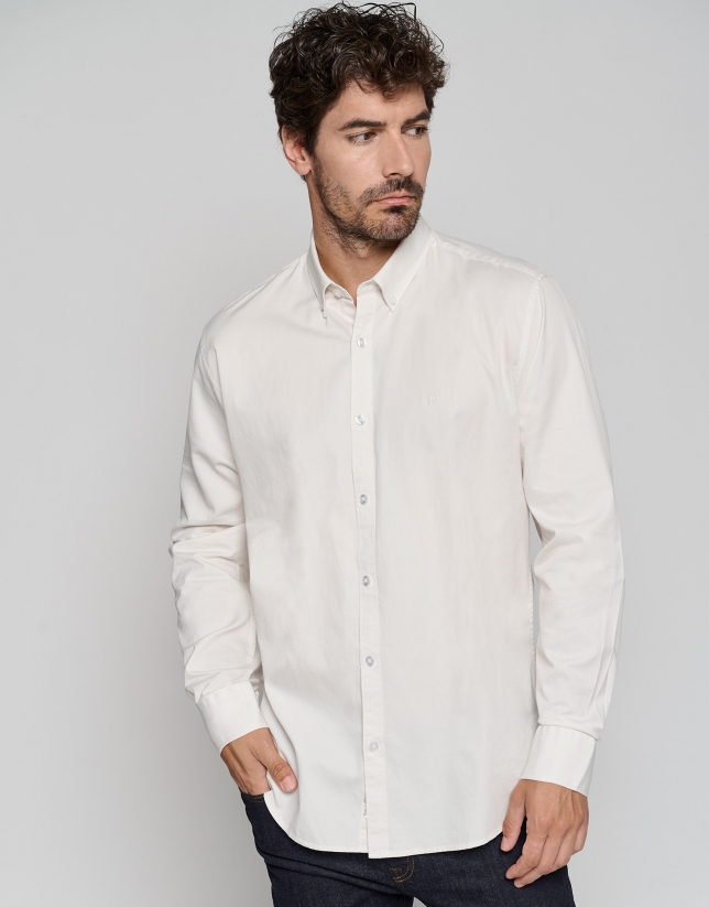 Optic white dyed cotton sport shirt
