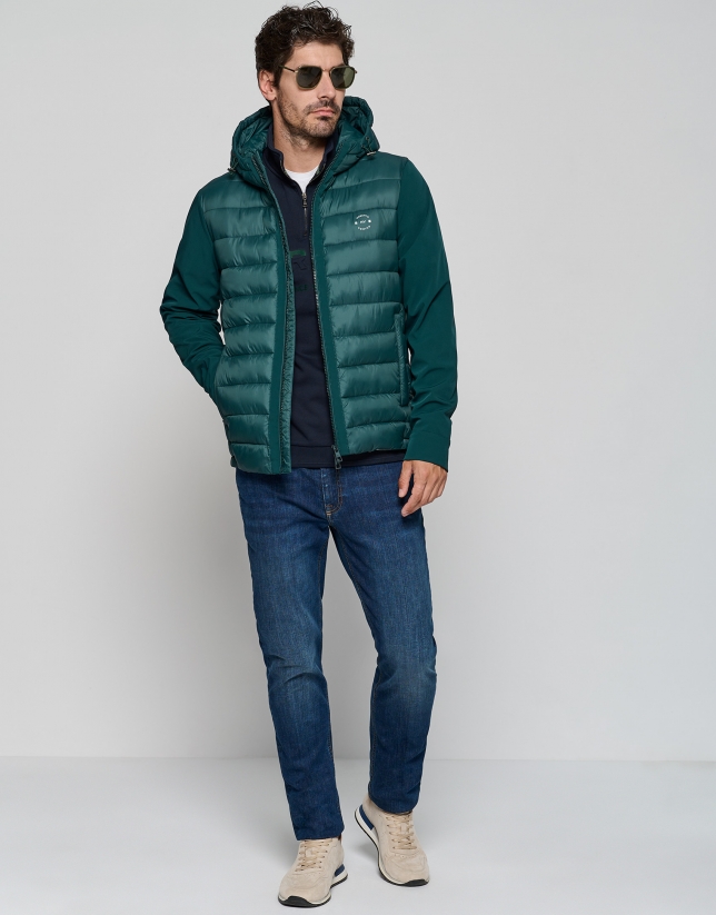 Green two-layer, quilted windbreaker