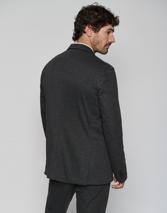 Dark gray knit separate sports jacket