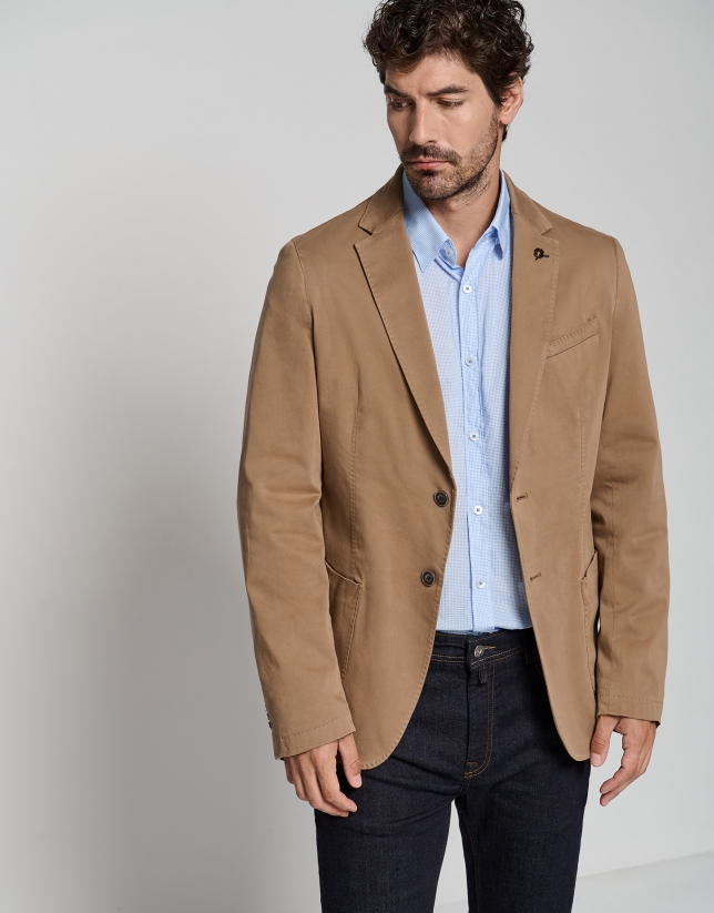Dark brown-dyed cotton sports jacket 
