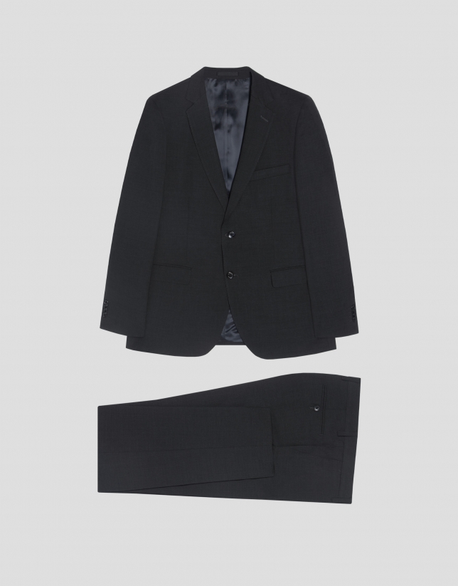 Dark gray slim fit half canvas suit