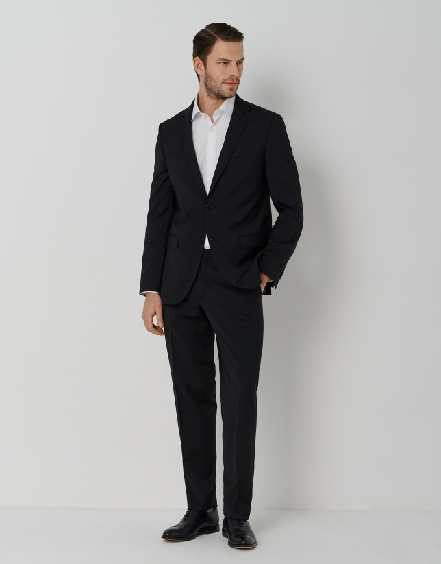 Black slim fit half canvas suit