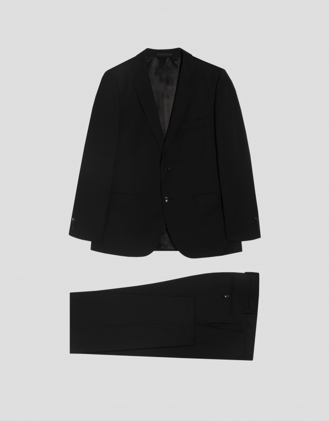 Black slim fit half canvas suit