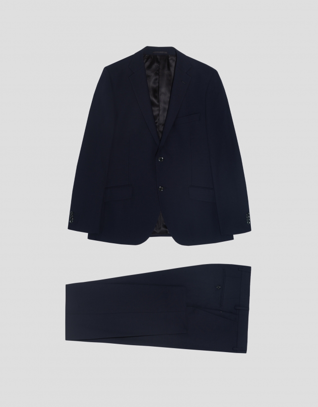 Dark blue regular fit half canvas suit