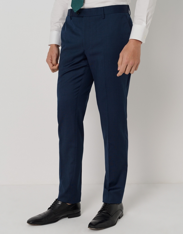 Cadmio blue fake plain regular fit half canvas suit