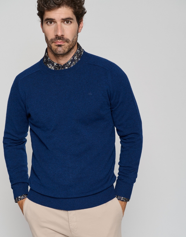 Ink blue wool and cashmere sweater