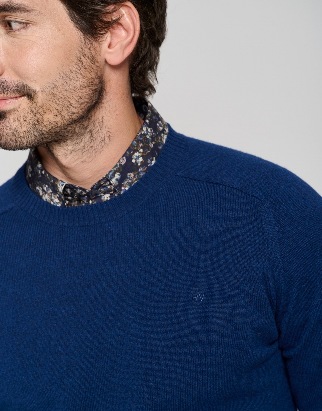 Ink blue wool and cashmere sweater