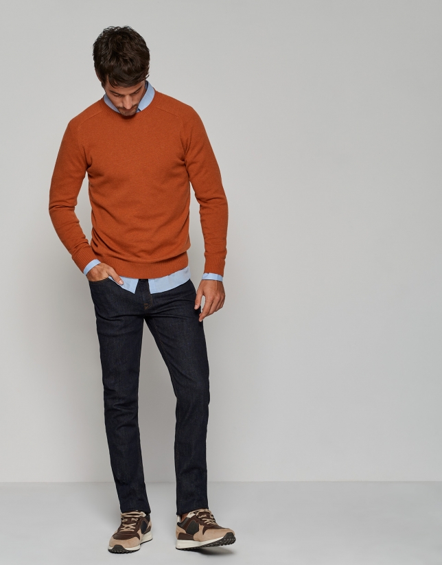 Dark orange wool and cashmere sweater