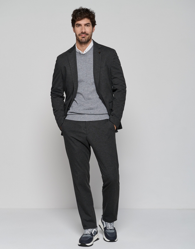 Gray melange cashmere and wool sweater - Man