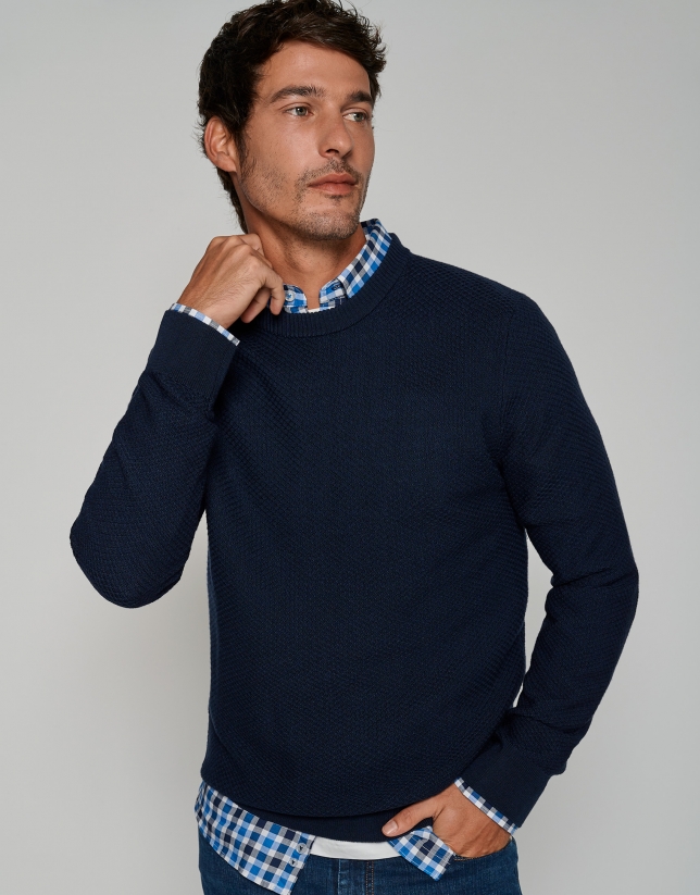 Navy blue structured sweater