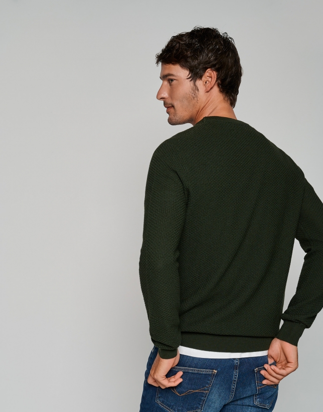 Kakhi green structured sweater