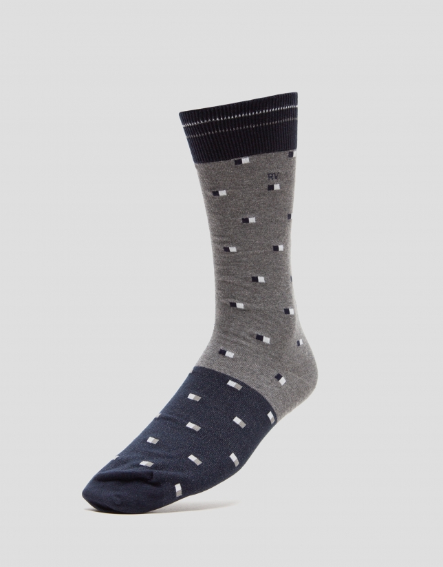 Pack of navy blue and orange dotted socks