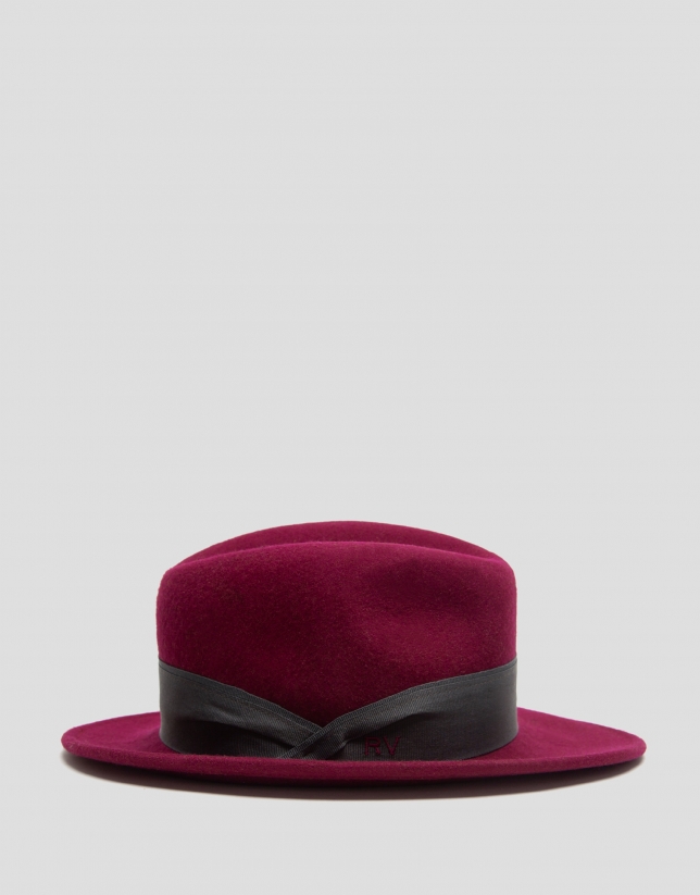 Burgundy felt fedora hat