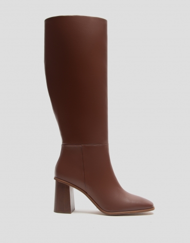 Brown leather high boot