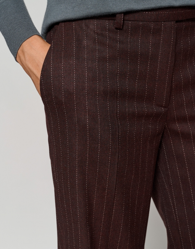 Maroon tailored pinstripe pants 