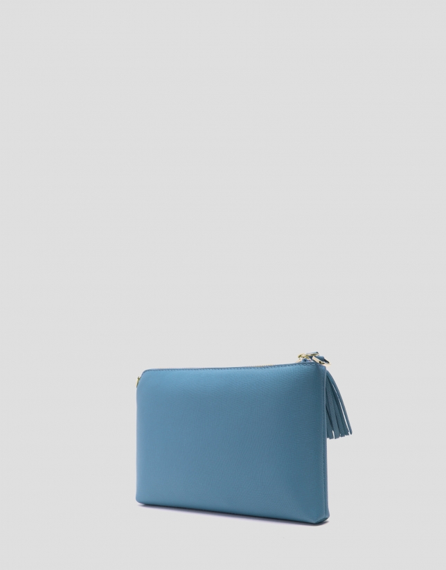Light blue Nano Lisa Saffiano clutch bag