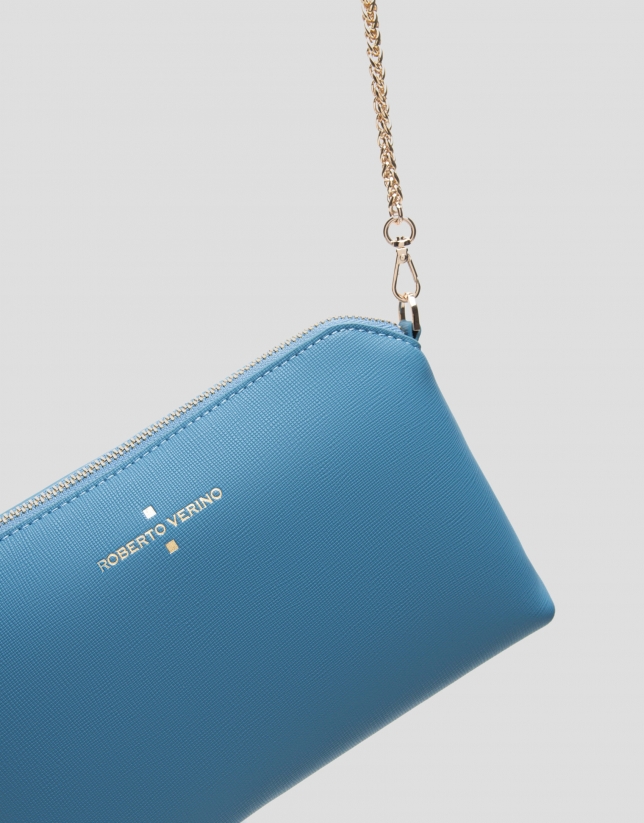 Light blue Nano Lisa Saffiano clutch bag
