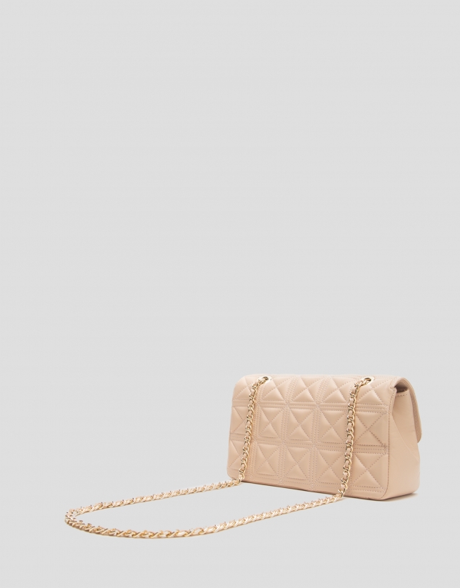 Pink beige quilted Linda Midi shoulder bag