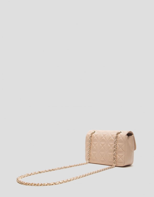 Pink beige leather quilted Linda Mini shoulder bag