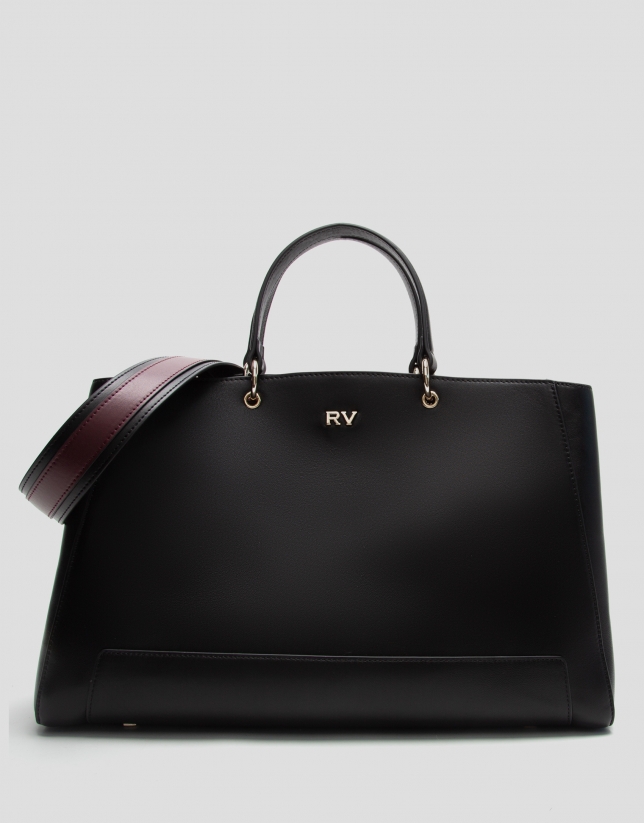 Black Maxi Amber leather satchel bag