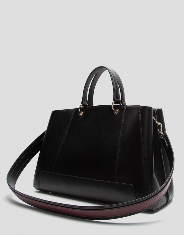 Black Maxi Amber leather satchel bag