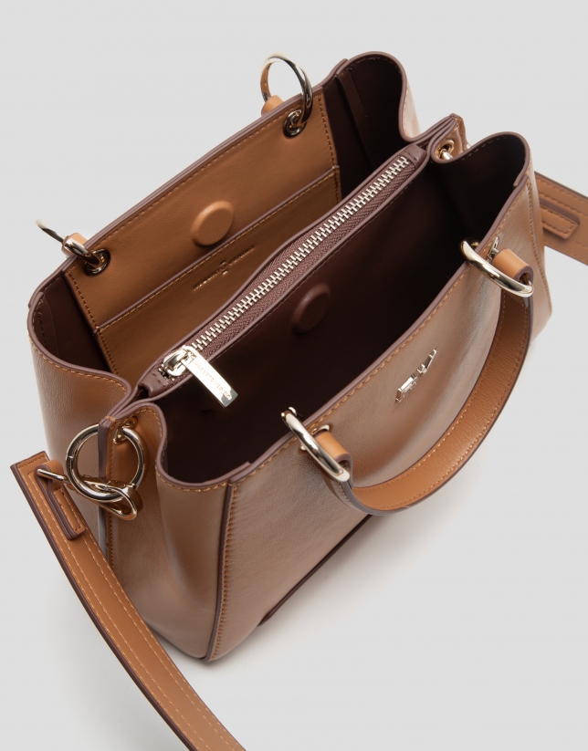 Brown mini Amber leather satchel bag