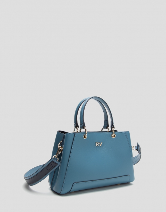 Blue mini Amber leather satchel bag